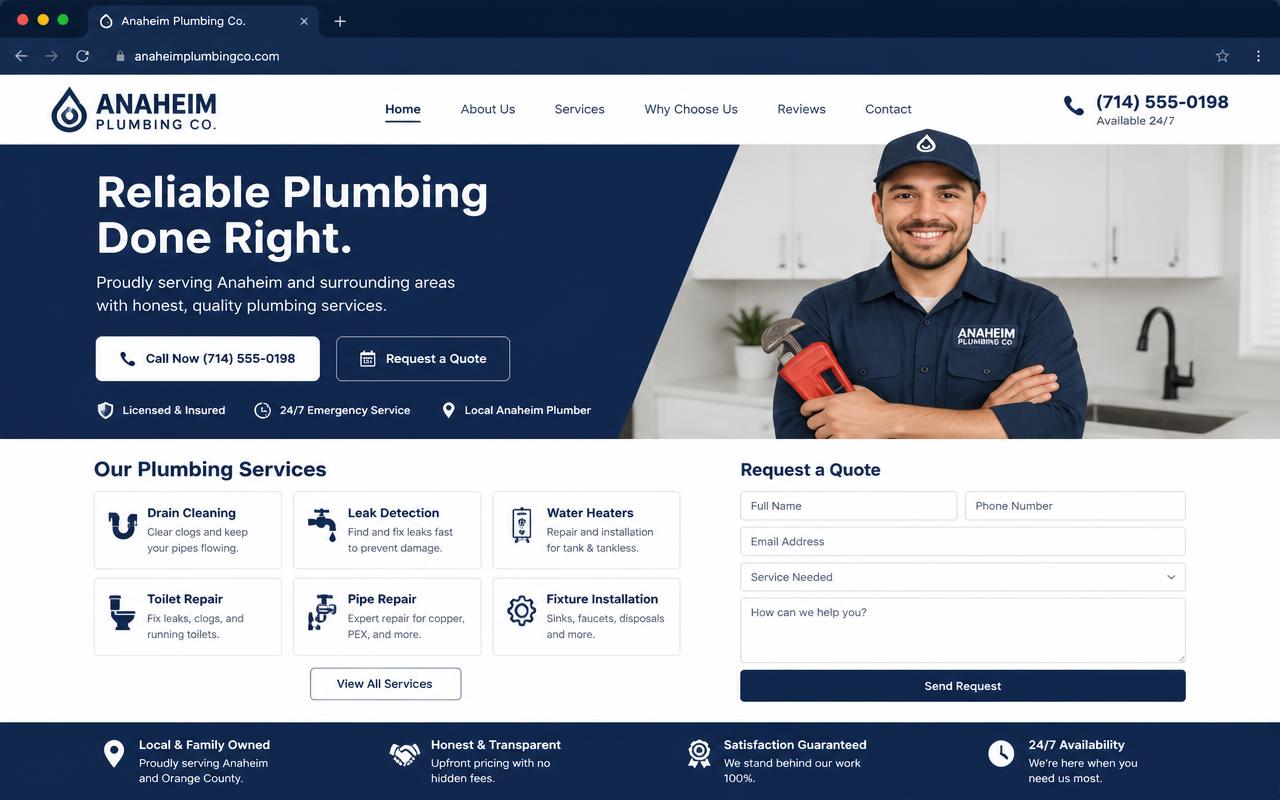 Example plumbing website preview